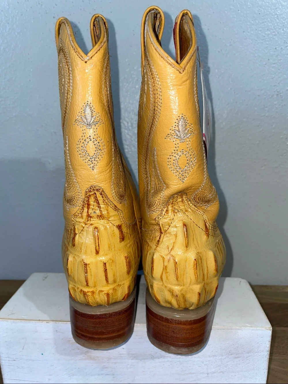 Cowboy Boots Kids Sz 13 NWT Croc Embossed Leather Gold Donald Western Wear Ranch